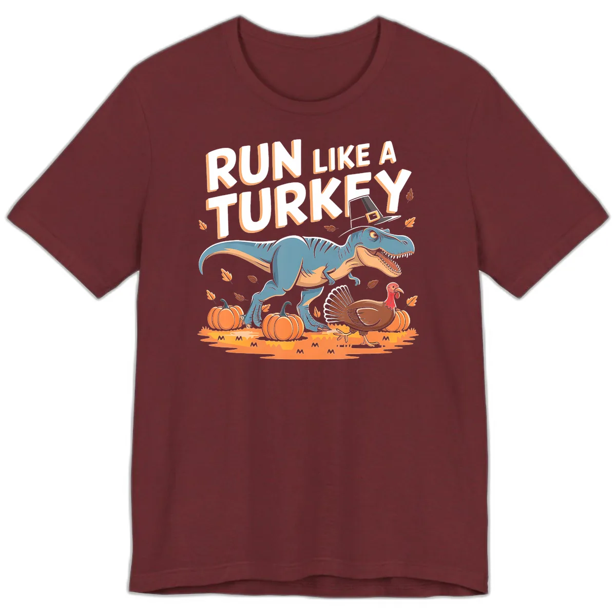 Run Like A Turkey Dinosaur Design Premium T-Shirt in Heather Cardinal