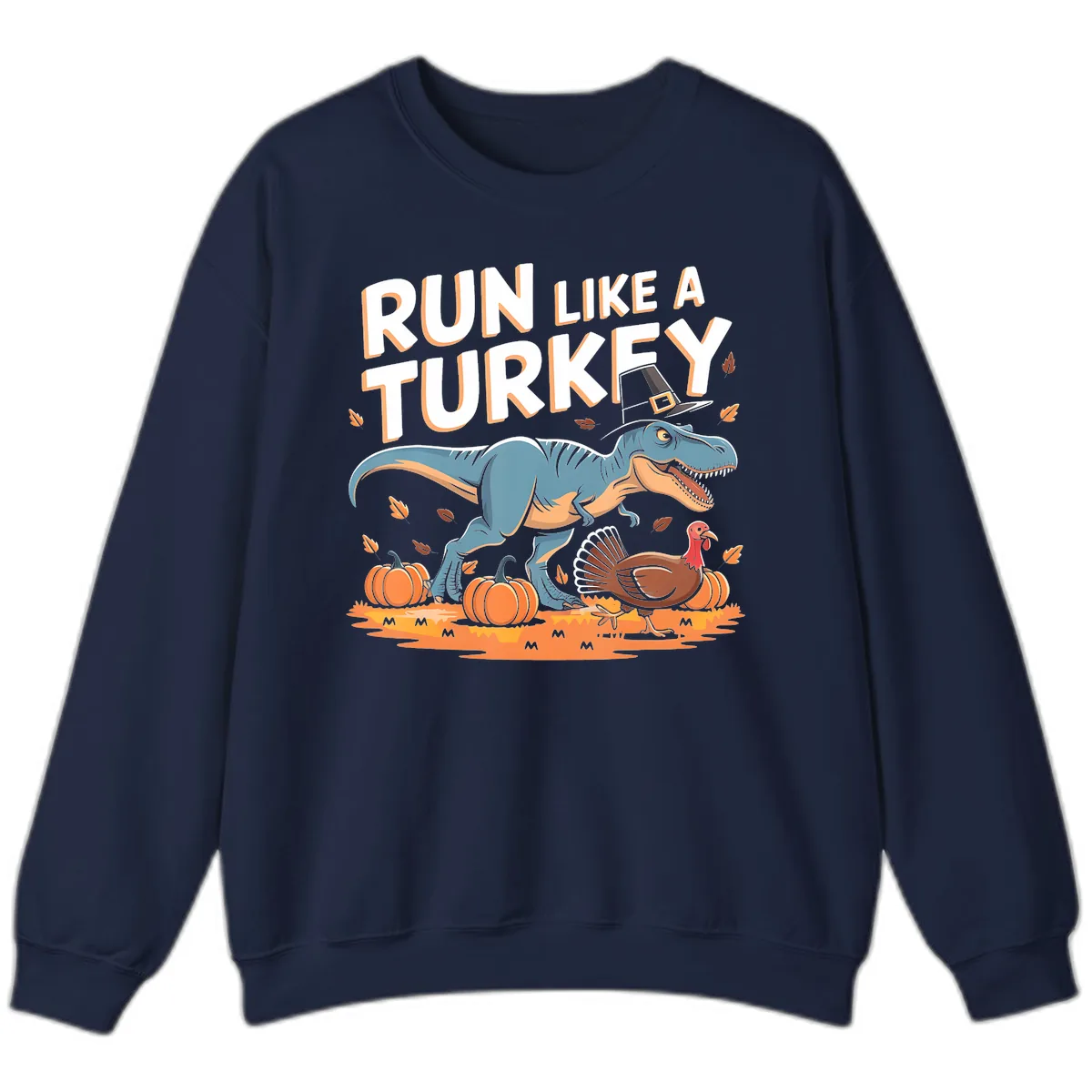 Run Like A Turkey Dinosaur Design Sweatshirt in Navy