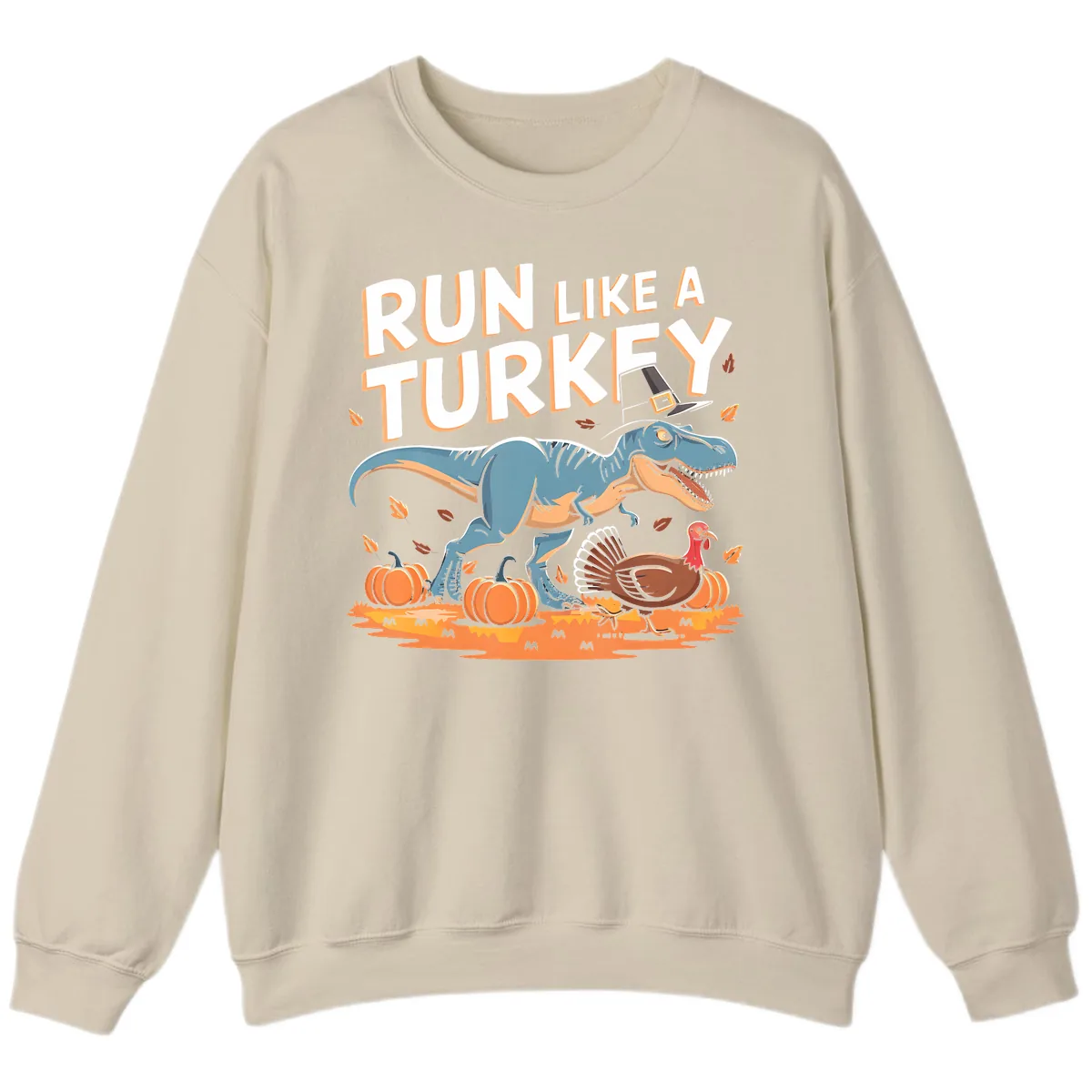 Run Like A Turkey Dinosaur Design Sweatshirt in Sand
