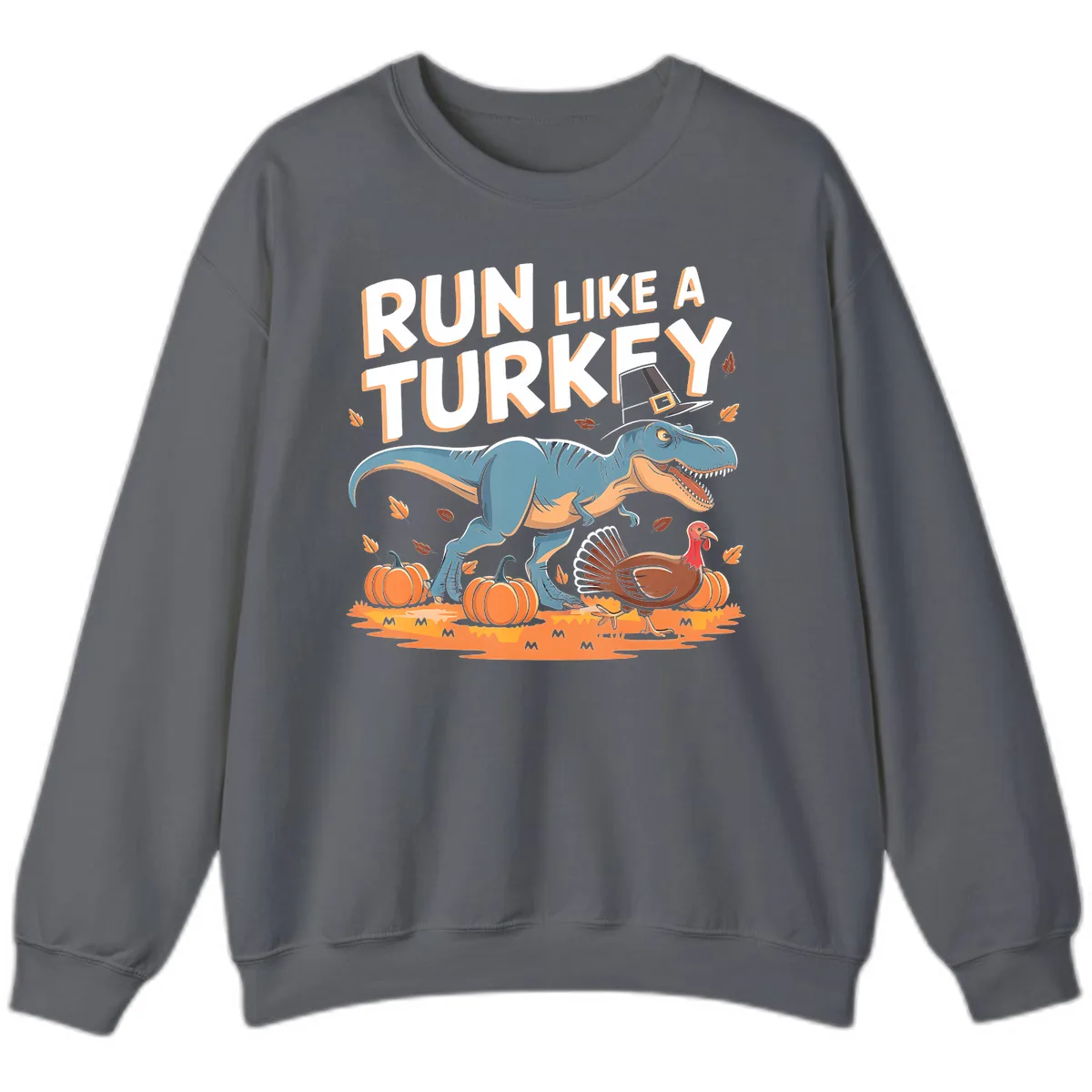 Run Like A Turkey Dinosaur Design Sweatshirt in Charcoal
