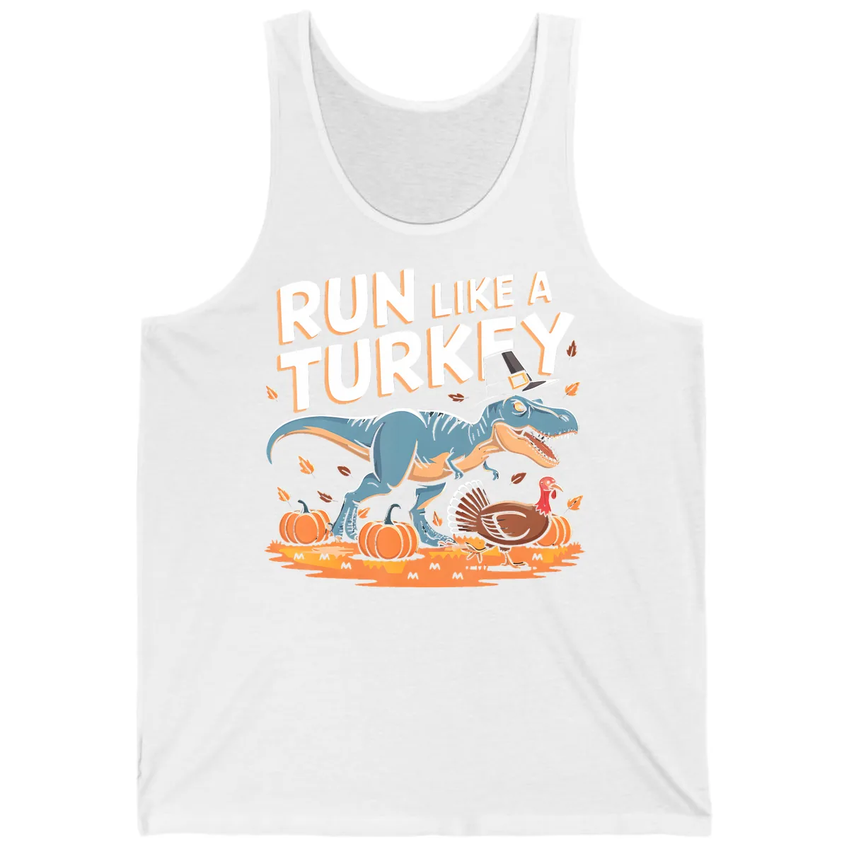 Run Like A Turkey Dinosaur Design Tank in White