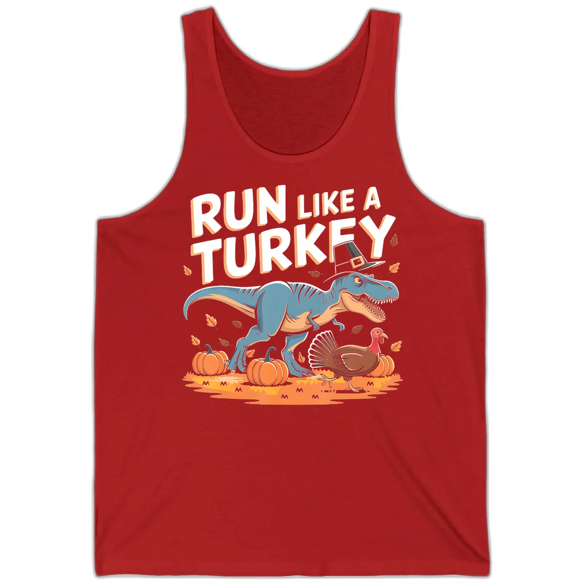 Run Like A Turkey Dinosaur Design Tank in Red