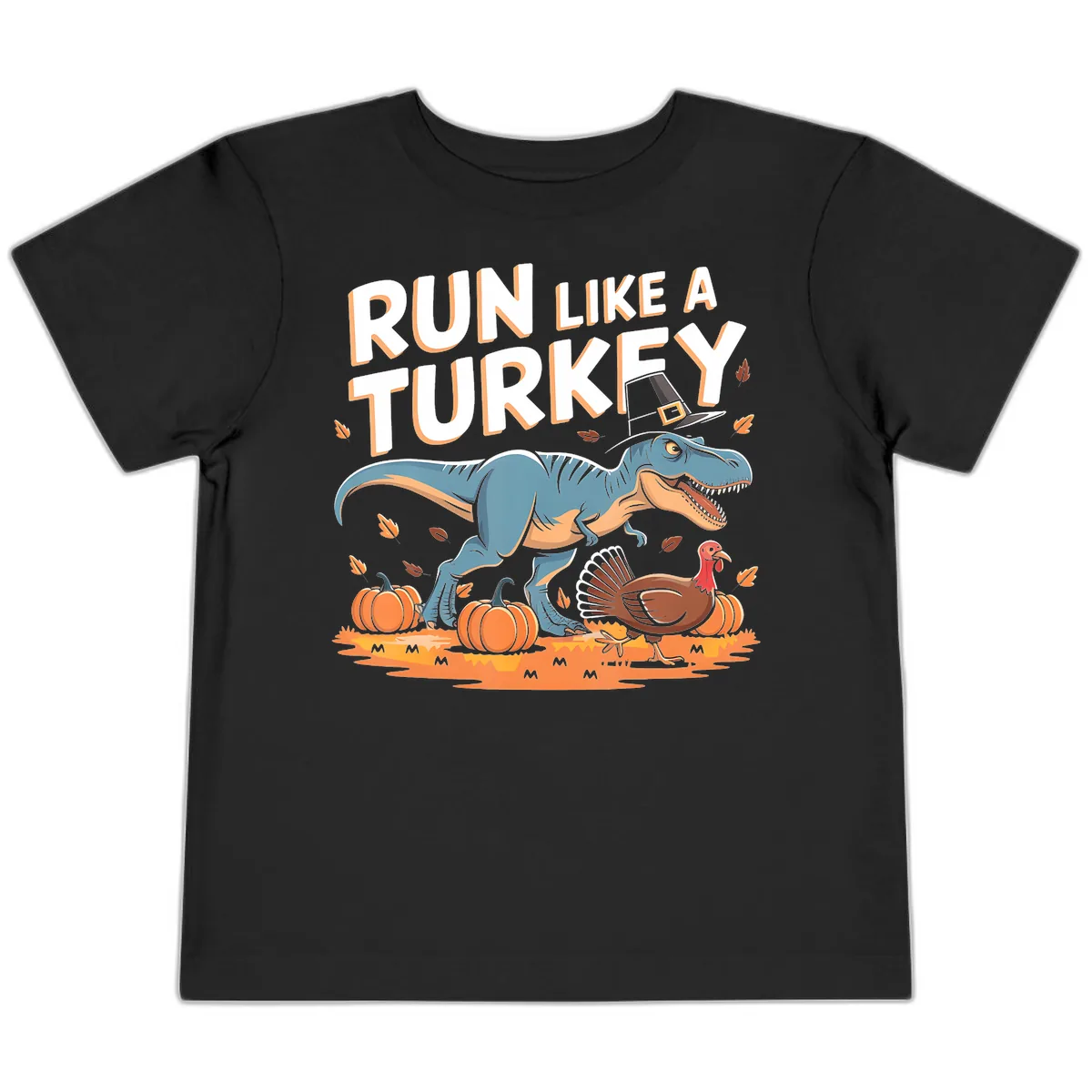 Run Like A Turkey Dinosaur Design Toddler T-Shirt in Black