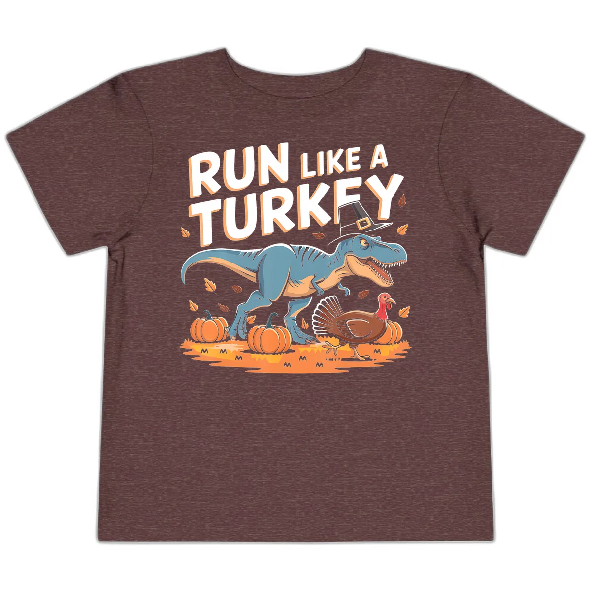 Run Like A Turkey Dinosaur Design Toddler T-Shirt in Heather Maroon