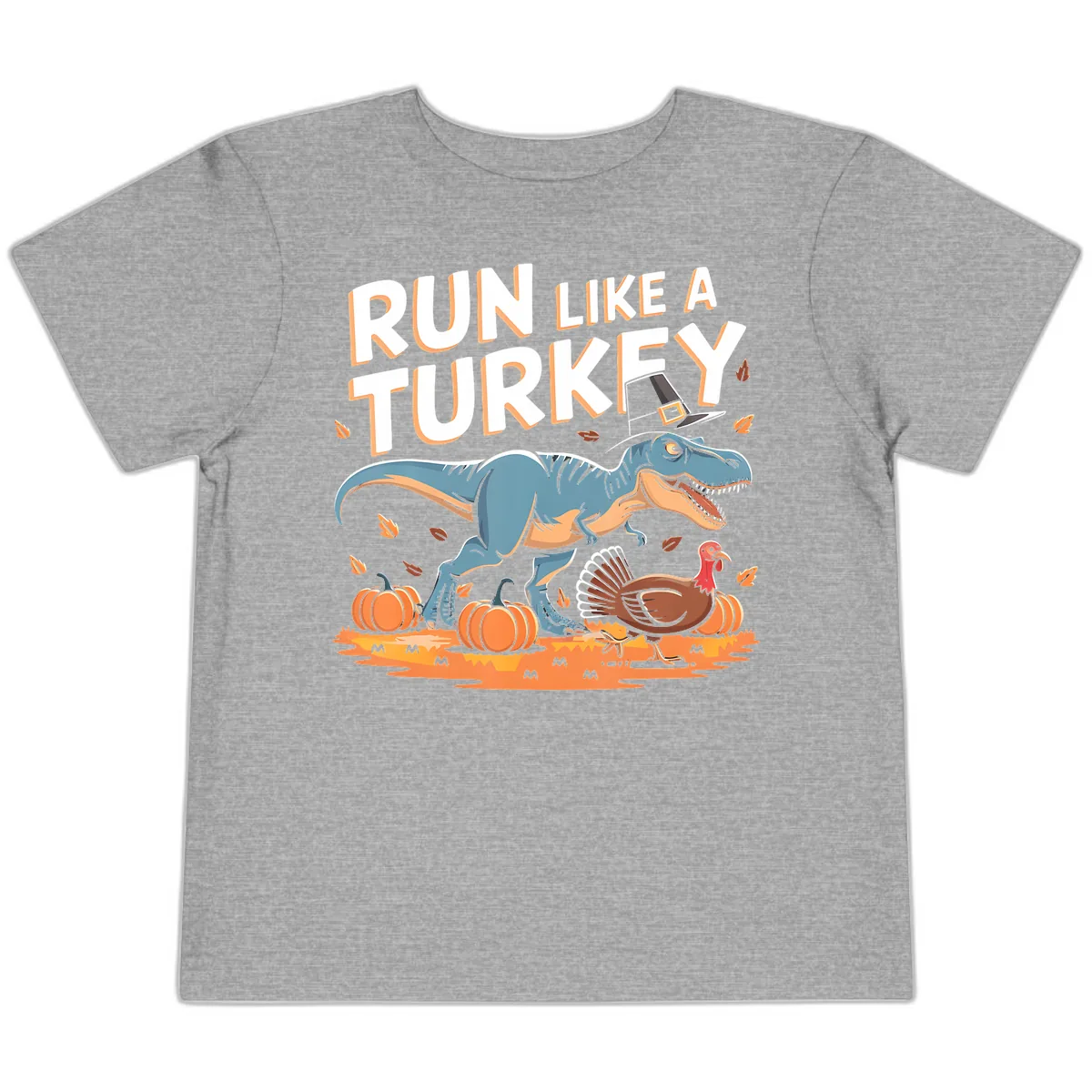 Run Like A Turkey Dinosaur Design Toddler T-Shirt in Athletic Heather