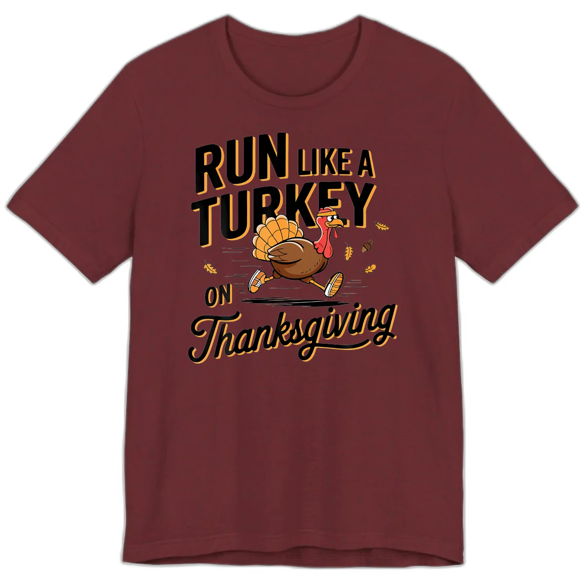 Run Like A Turkey On Thanksgiving Premium T-Shirt in Heather Cardinal