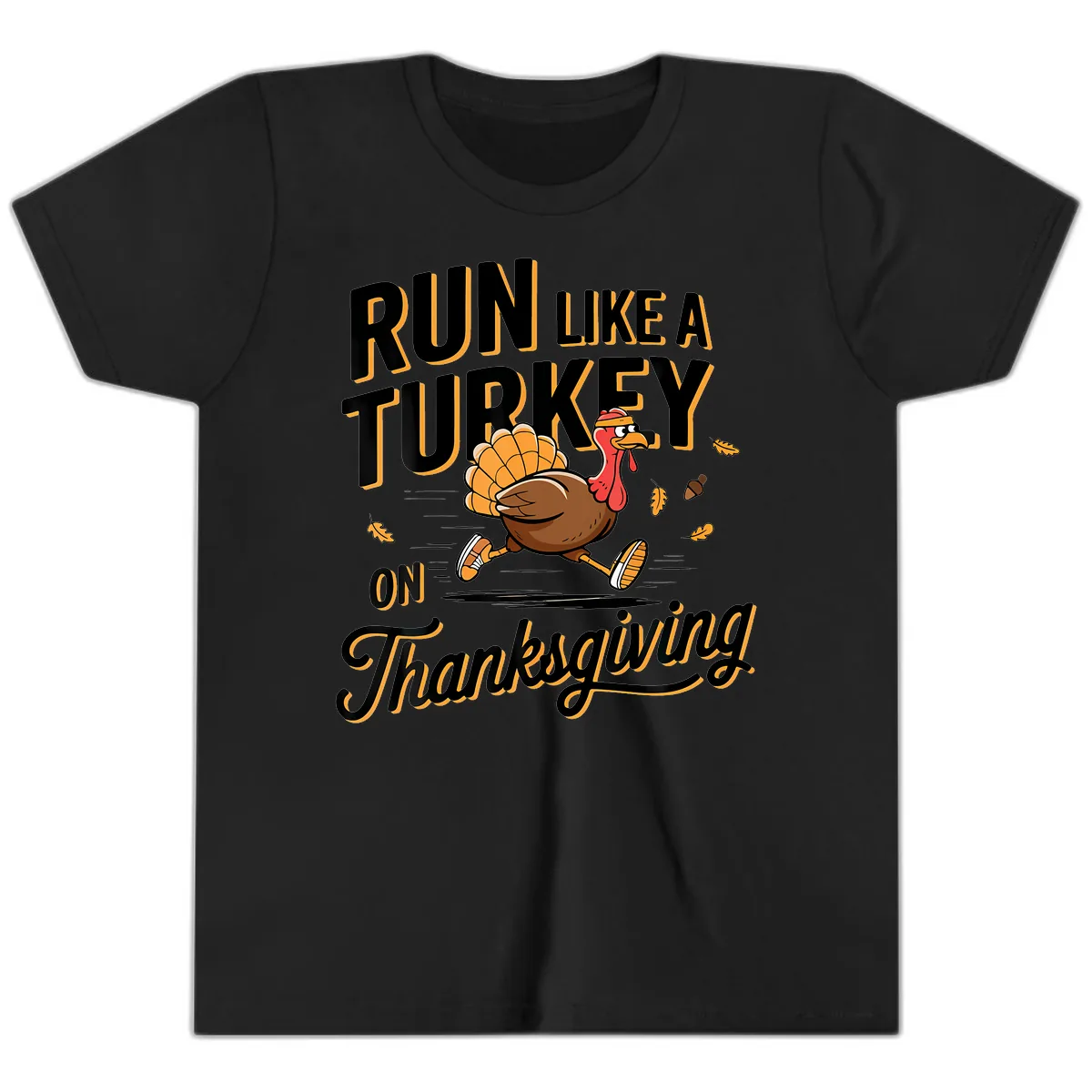 Run Like A Turkey On Thanksgiving Youth T-Shirt in Black