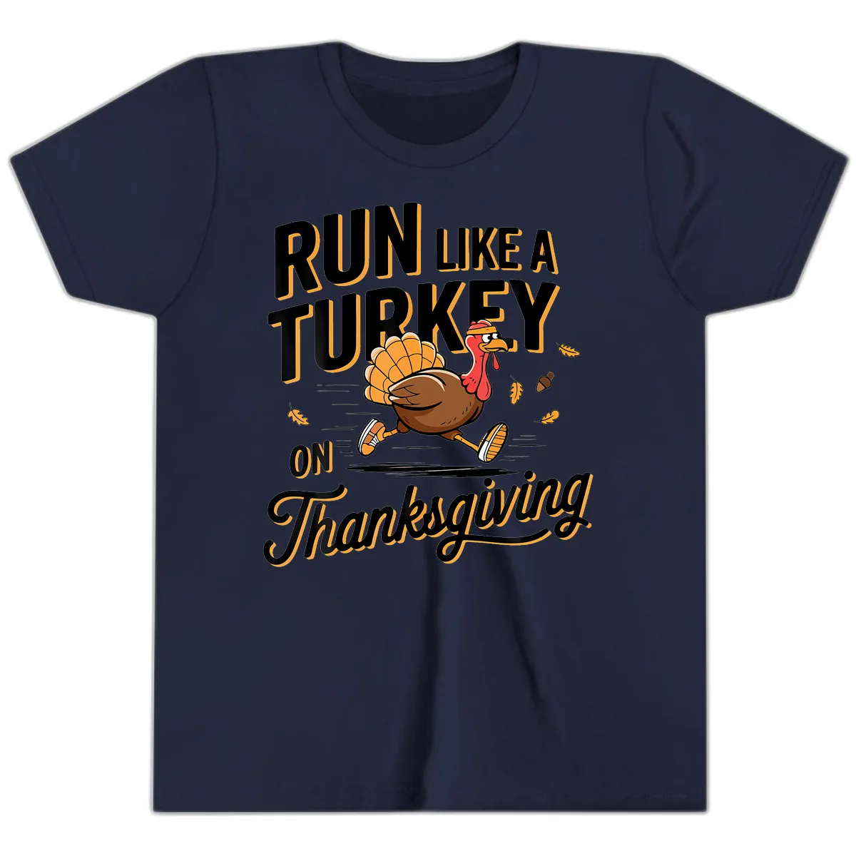 Run Like A Turkey On Thanksgiving Youth T-Shirt in Navy