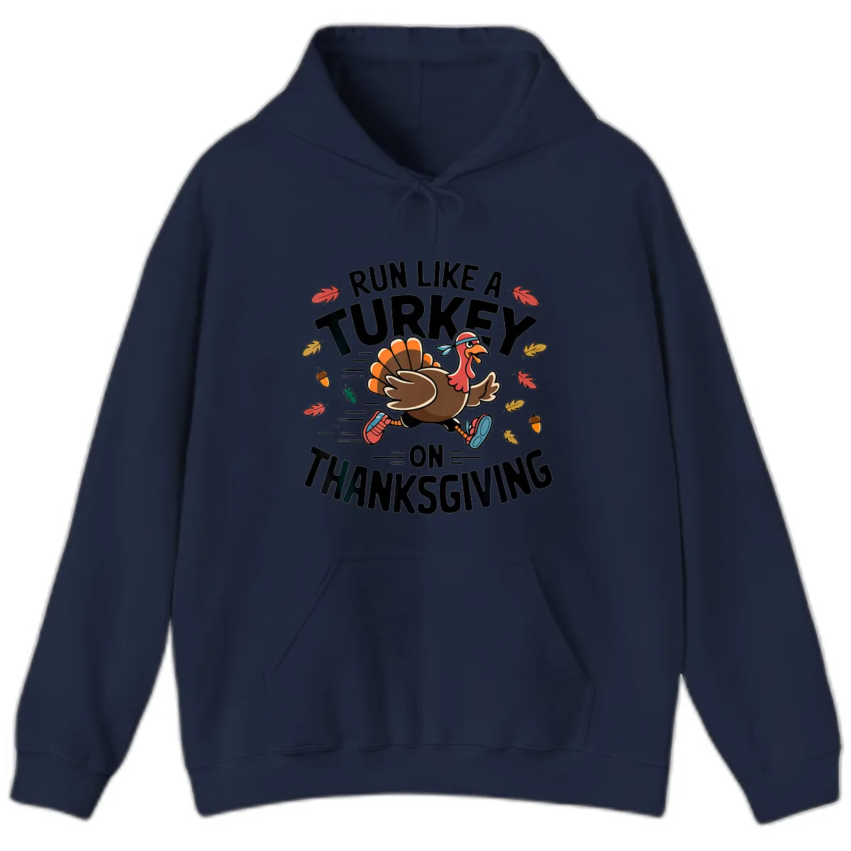 Run Like A Turkey On Thanksgiving Hoodie in Navy