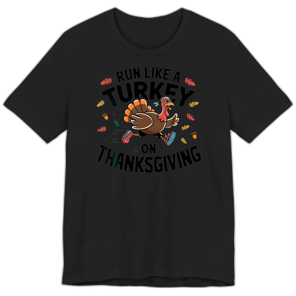 Run Like A Turkey On Thanksgiving Premium T-Shirt in Black