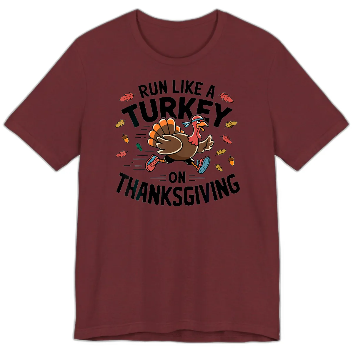 Run Like A Turkey On Thanksgiving Premium T-Shirt in Heather Cardinal
