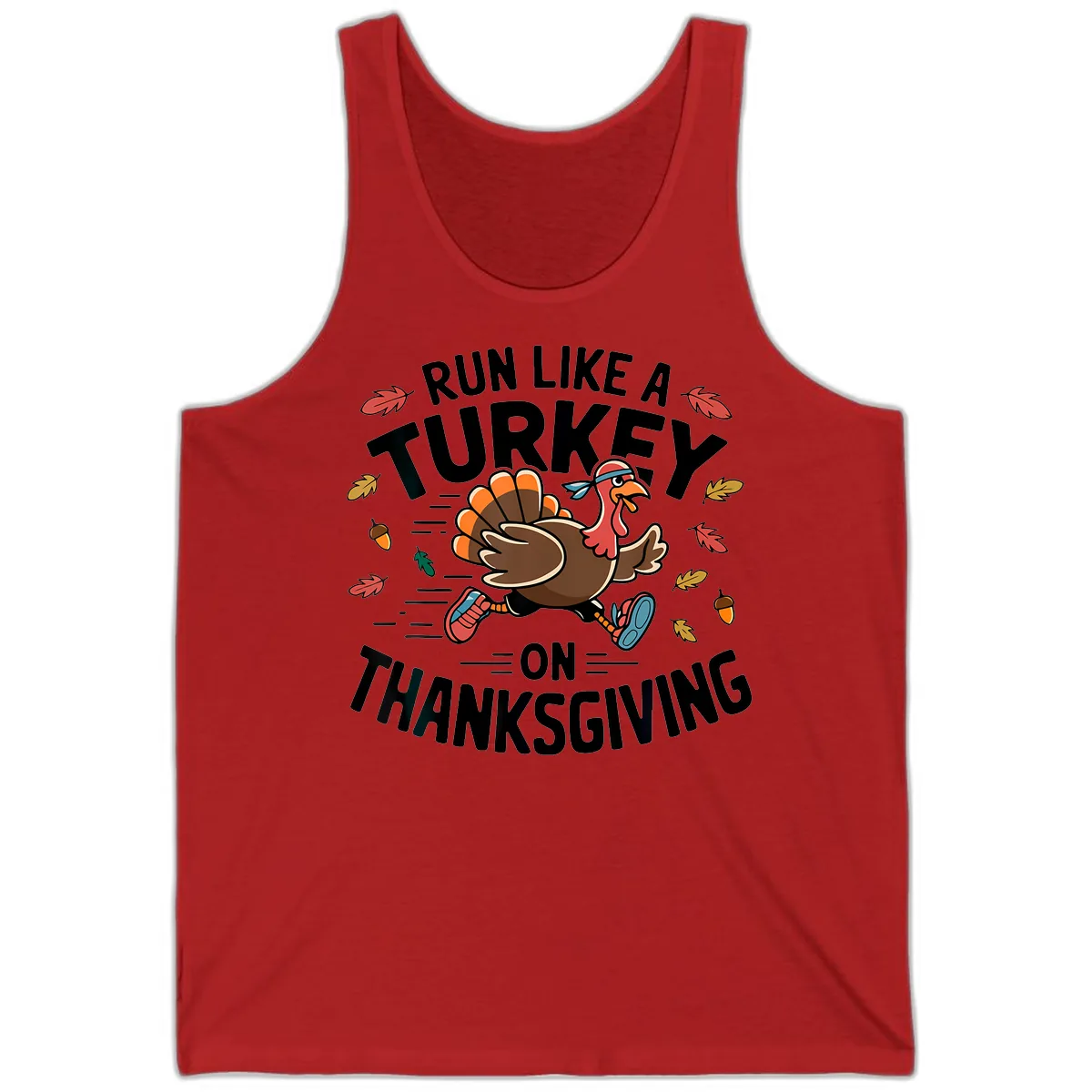 Run Like A Turkey On Thanksgiving Tank in Red