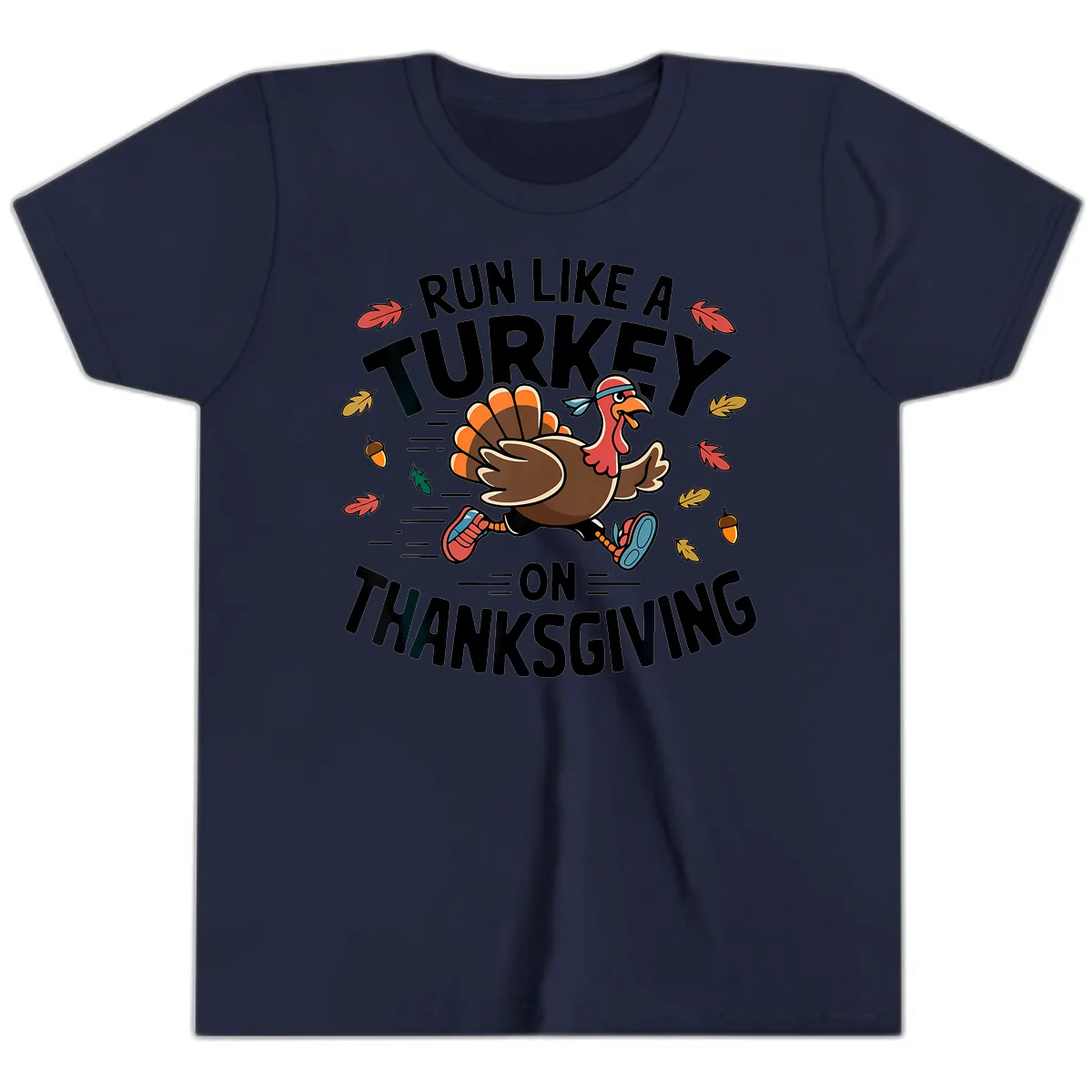Run Like A Turkey On Thanksgiving Youth T-Shirt in Navy