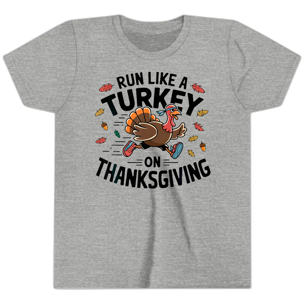 Run Like A Turkey On Thanksgiving Youth T-Shirt in Athletic Heather