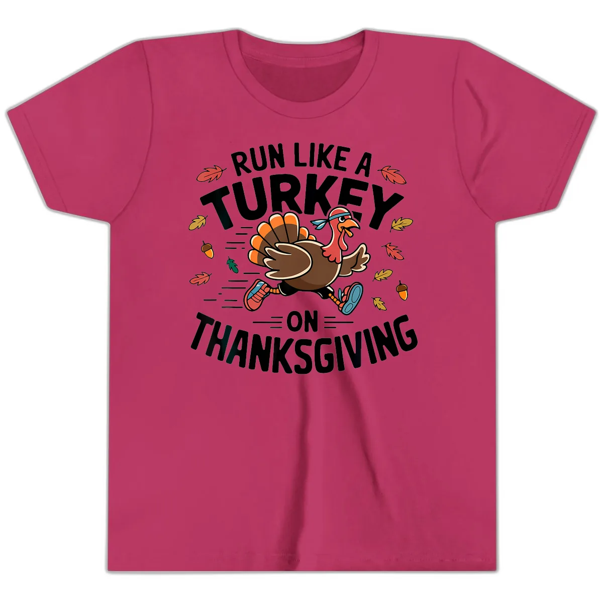 Run Like A Turkey On Thanksgiving Youth T-Shirt in Berry