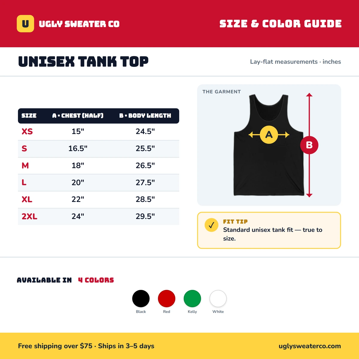 Tank size & color guide