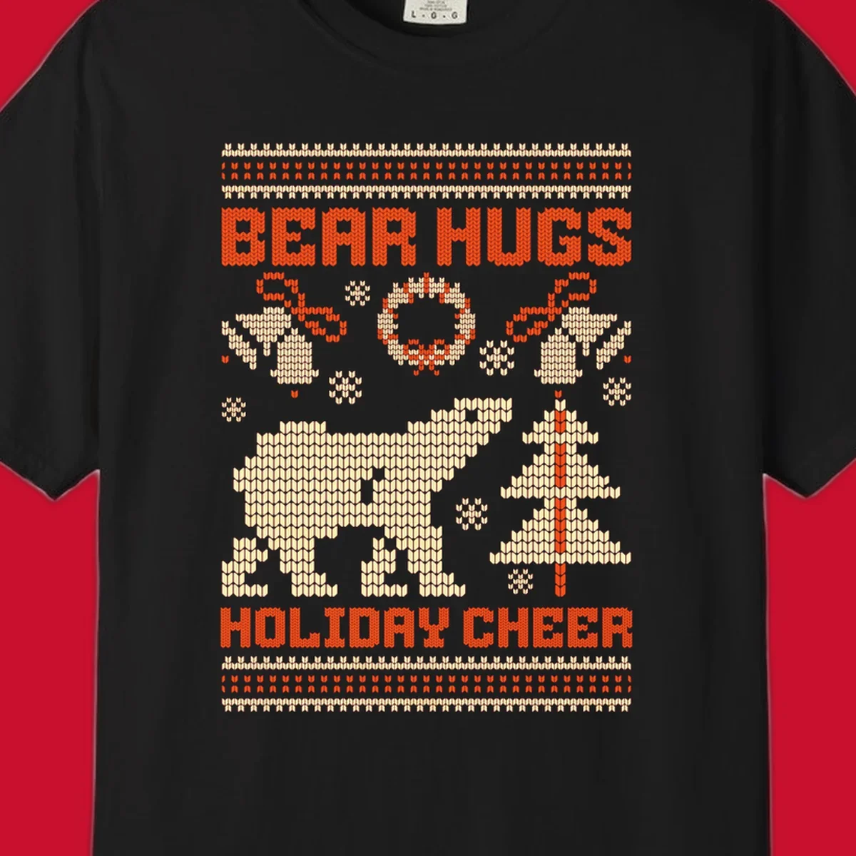 Bear hugs holiday cheer polar bear Christmas design.
