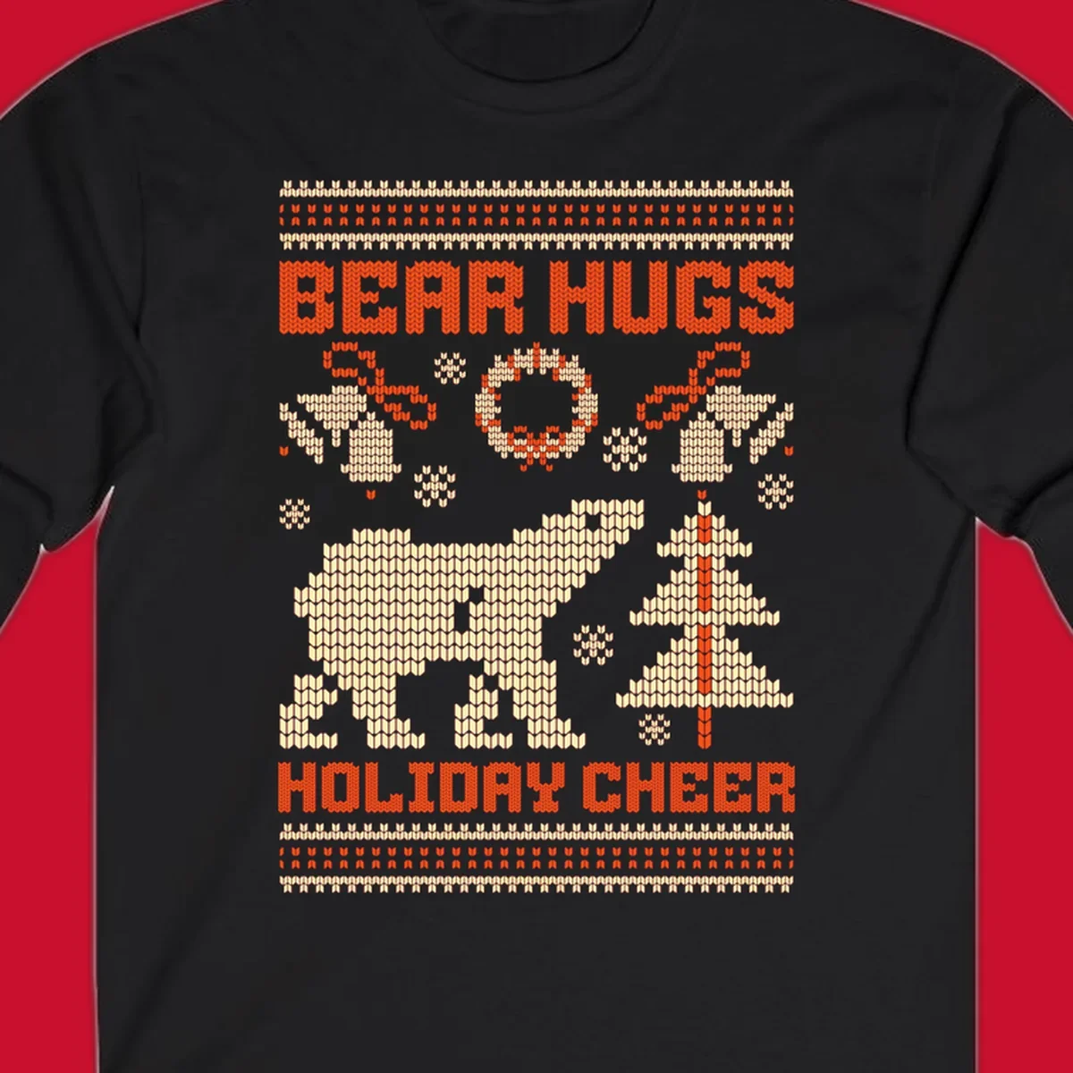 Bear hugs holiday cheer polar bear Christmas design.