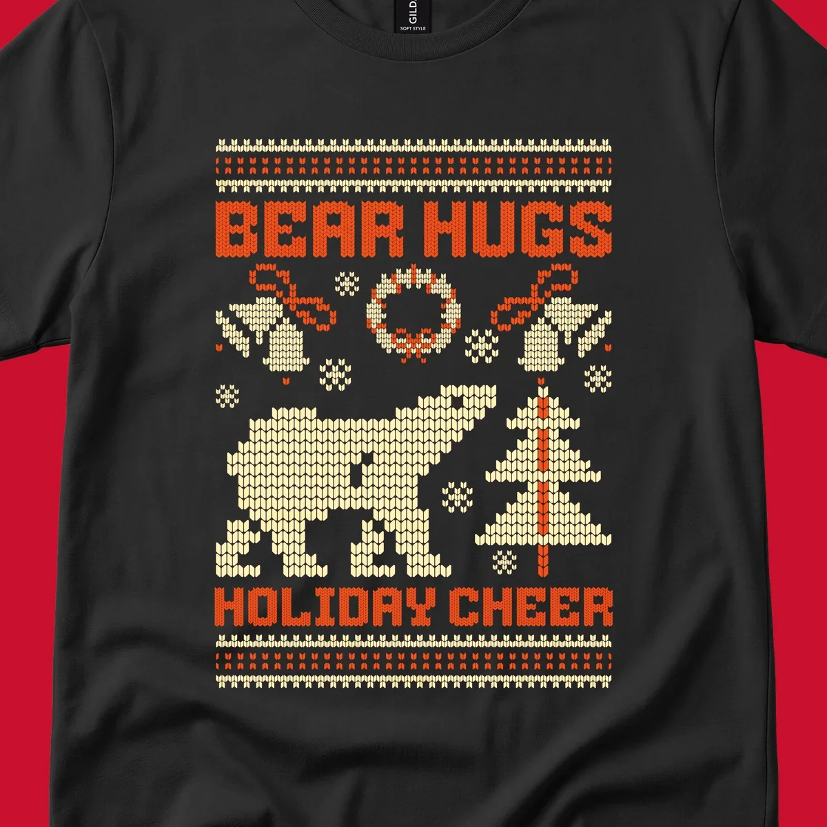 Bear hugs holiday cheer polar bear Christmas design.