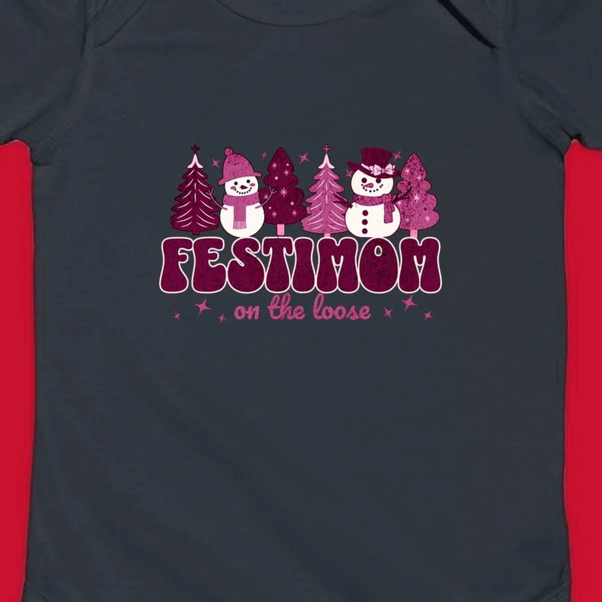 Festivus mom on the loose design with snowmen and christmas trees.
