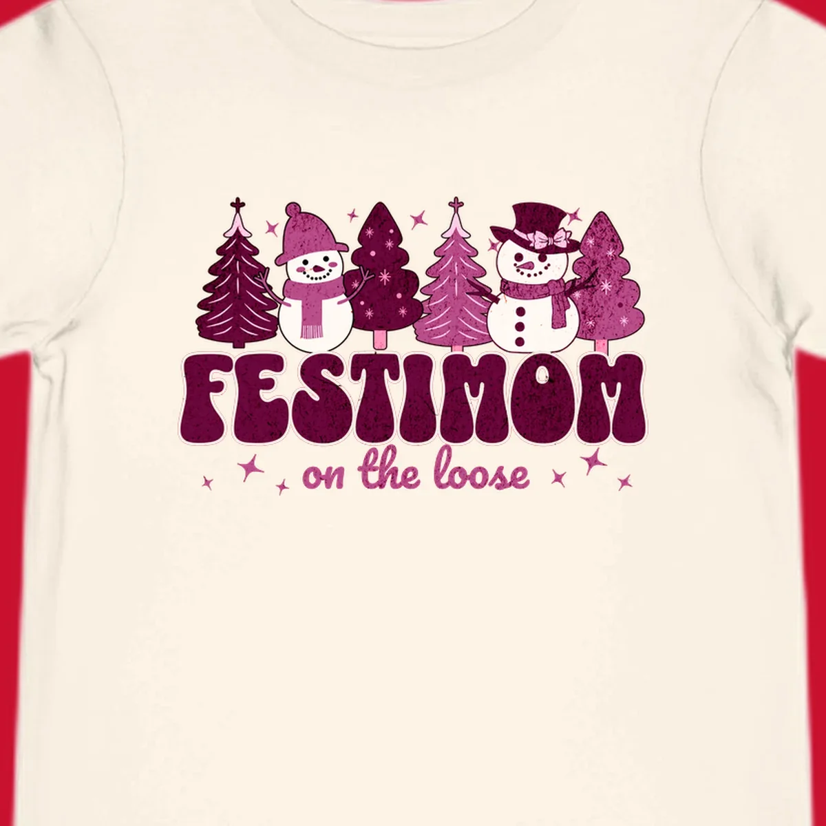 Festivus mom on the loose design with snowmen and christmas trees.