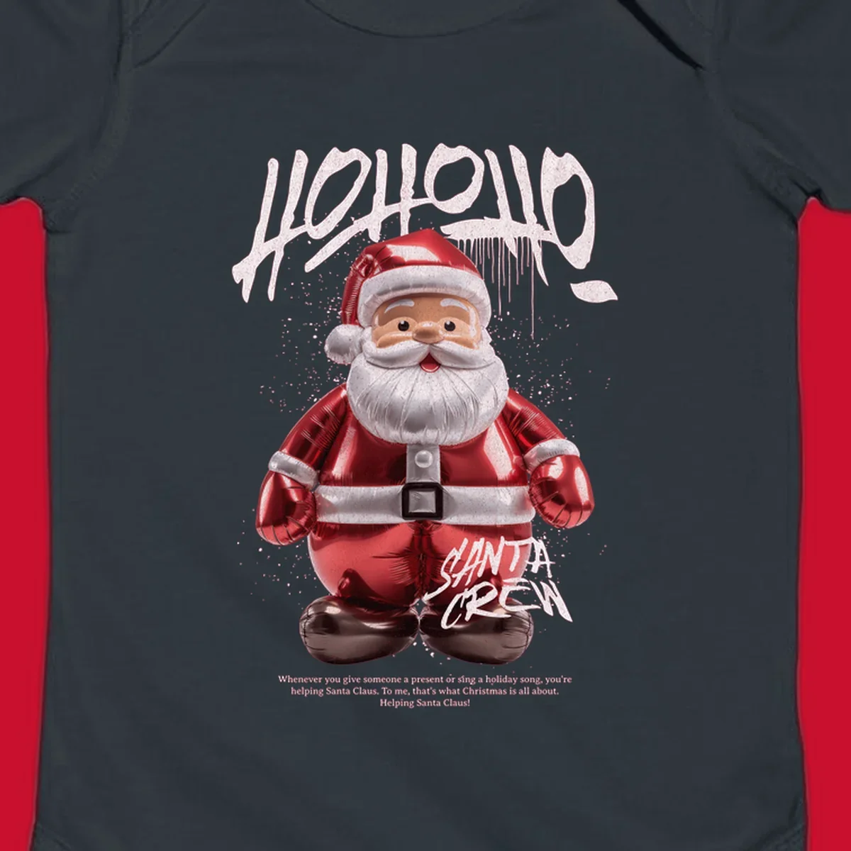 Hohoho Santa Crew Christmas graphic with graffiti text and inflatable Santa
