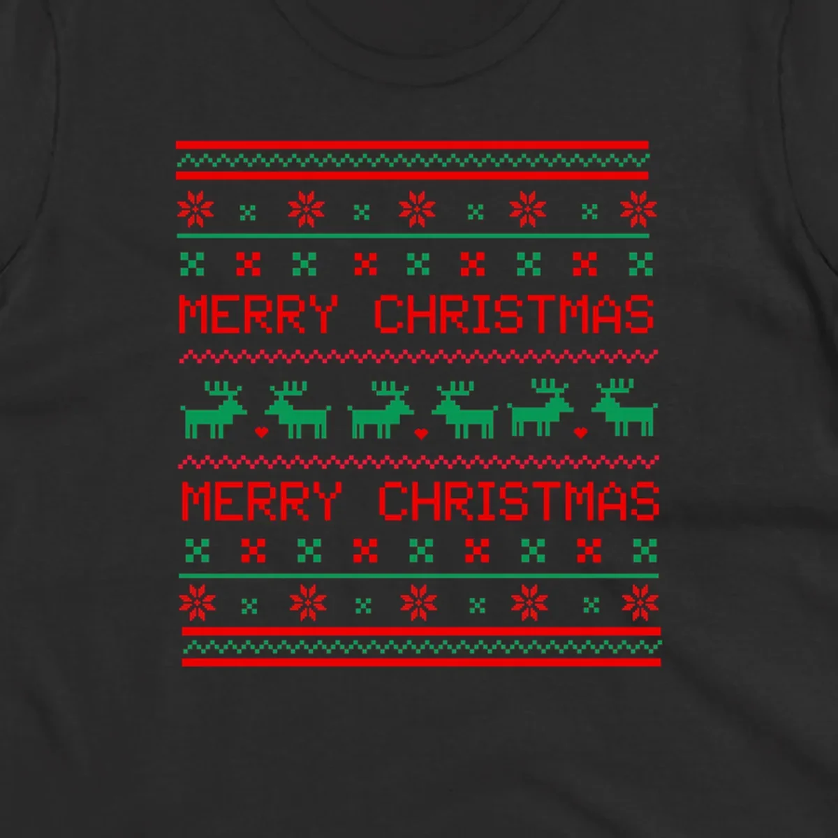 Ugly Christmas reindeer pattern with Merry Christmas text.