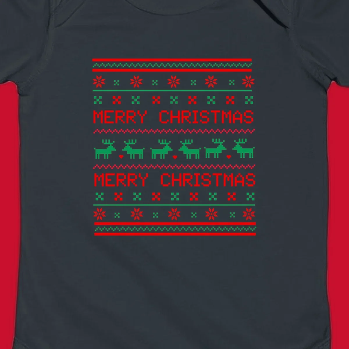 Ugly Christmas reindeer pattern with Merry Christmas text.