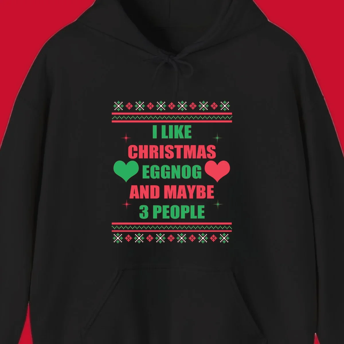 Christmas eggnog and maybe 3 people text design with hearts and festive border. Christmas-eggnog-people.