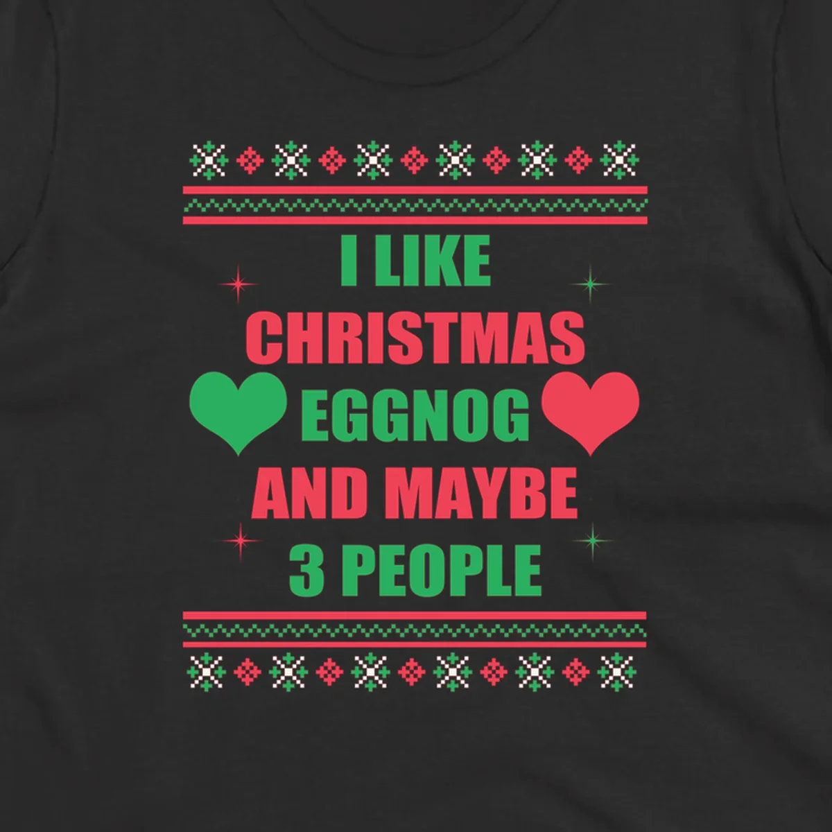 Christmas eggnog and maybe 3 people text design with hearts and festive border. Christmas-eggnog-people.