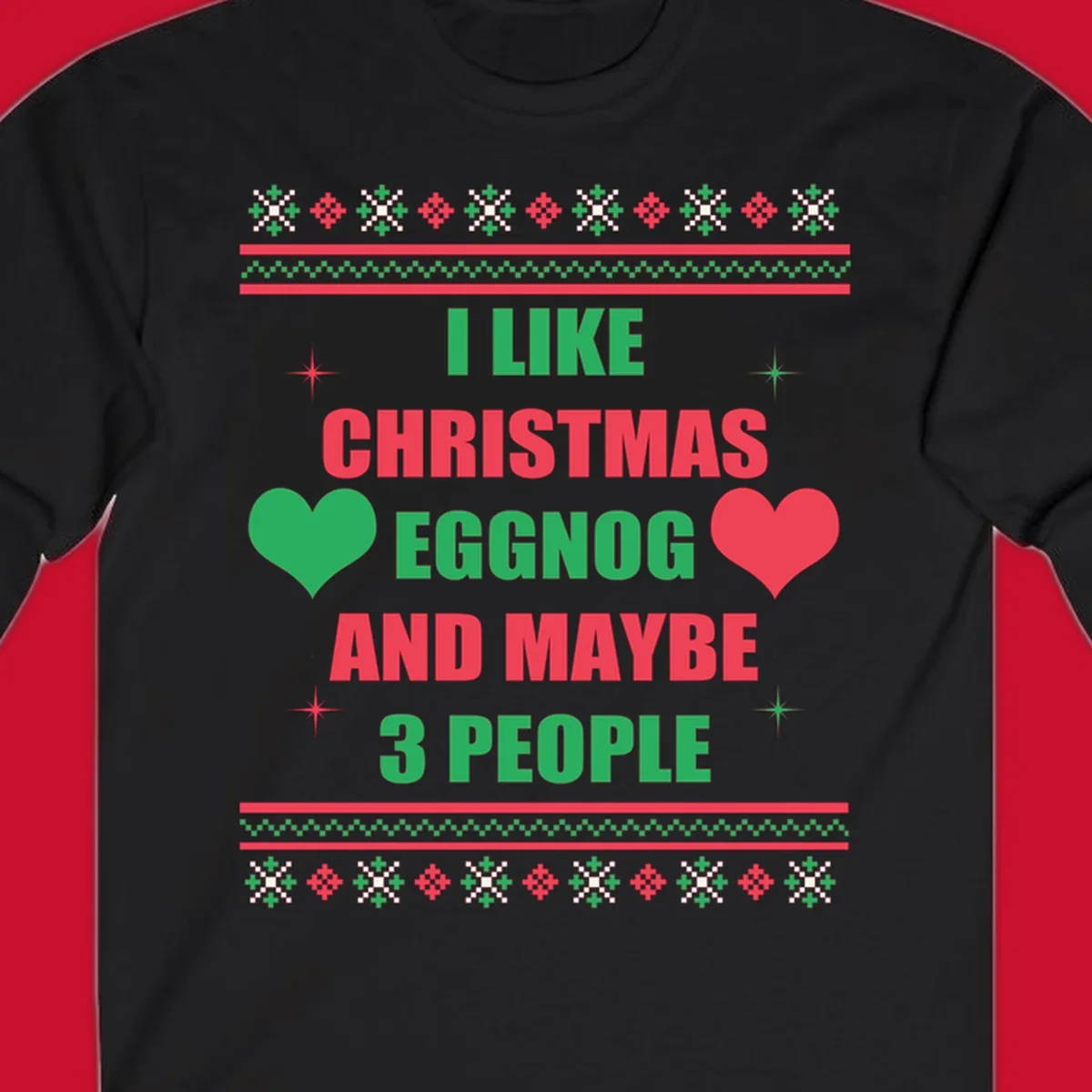 Christmas eggnog and maybe 3 people text design with hearts and festive border. Christmas-eggnog-people.
