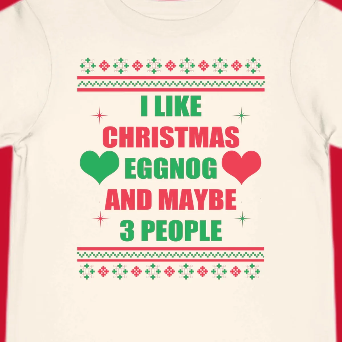 Christmas eggnog and maybe 3 people text design with hearts and festive border. Christmas-eggnog-people.
