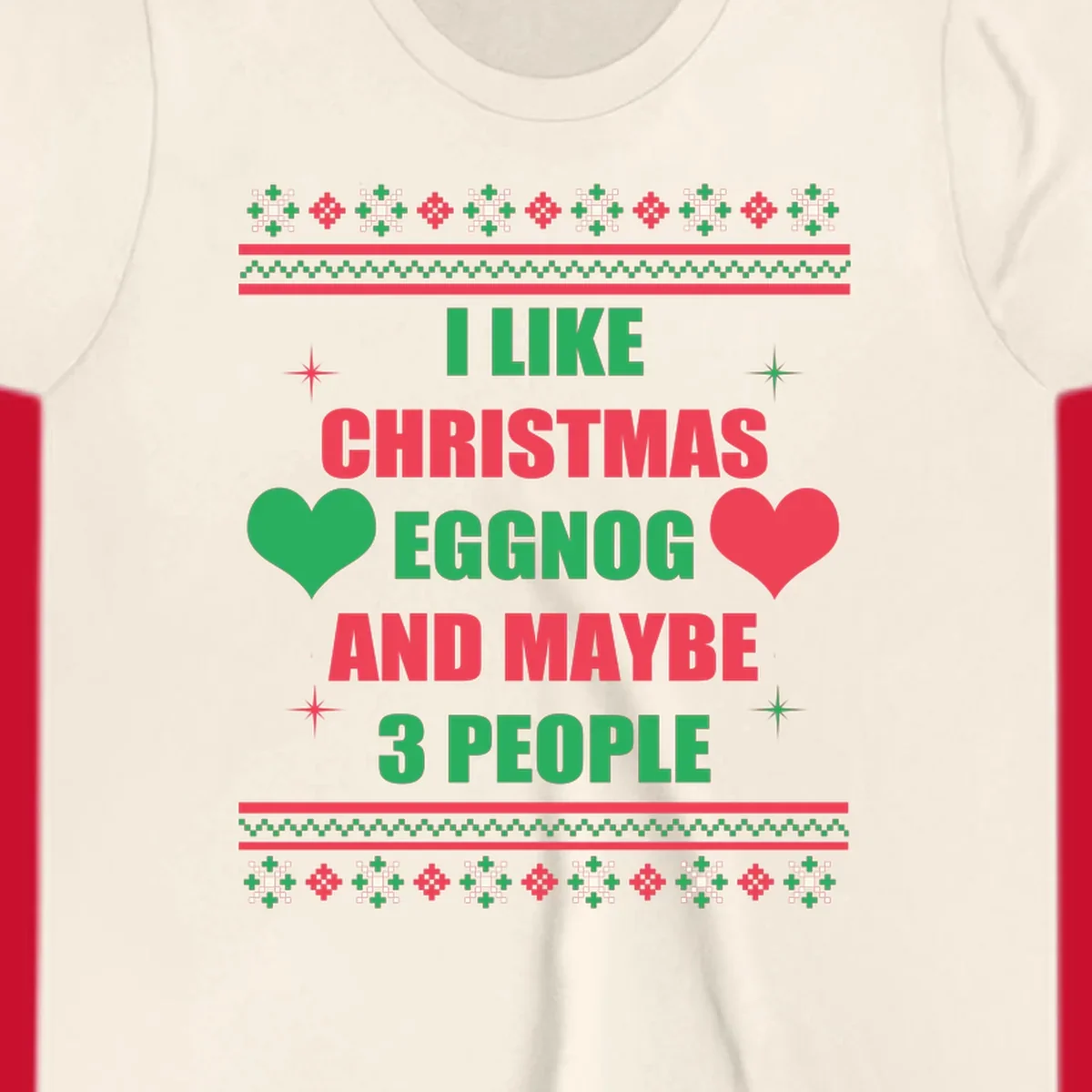 Christmas eggnog and maybe 3 people text design with hearts and festive border. Christmas-eggnog-people.