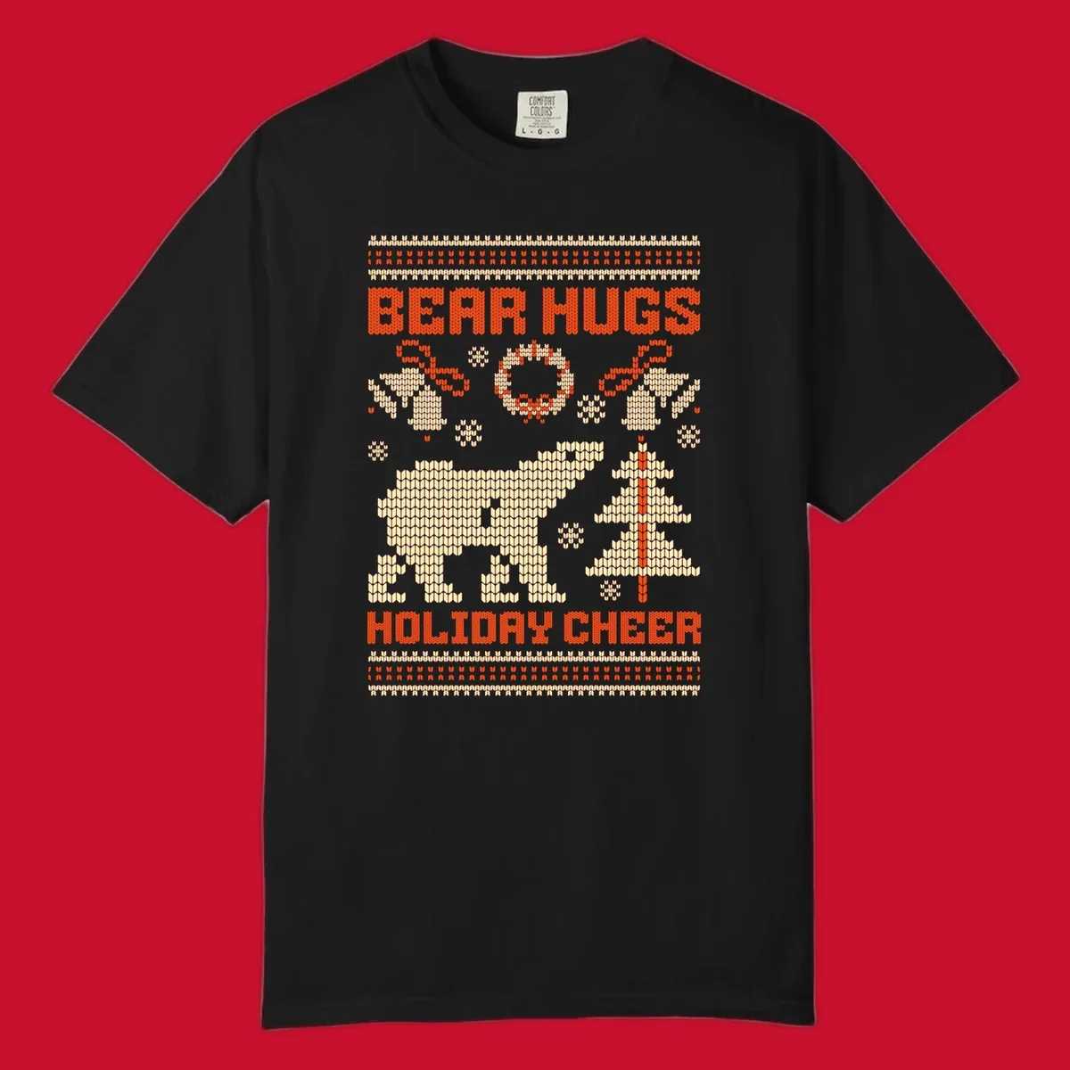 Bear hugs holiday cheer polar bear Christmas design.