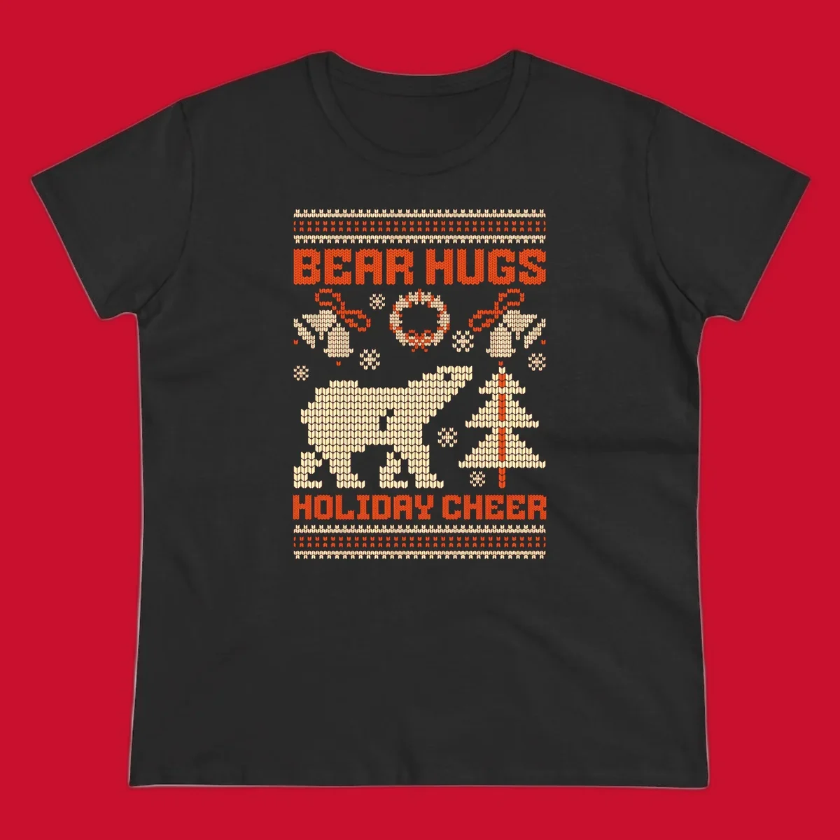 Bear hugs holiday cheer polar bear Christmas design.