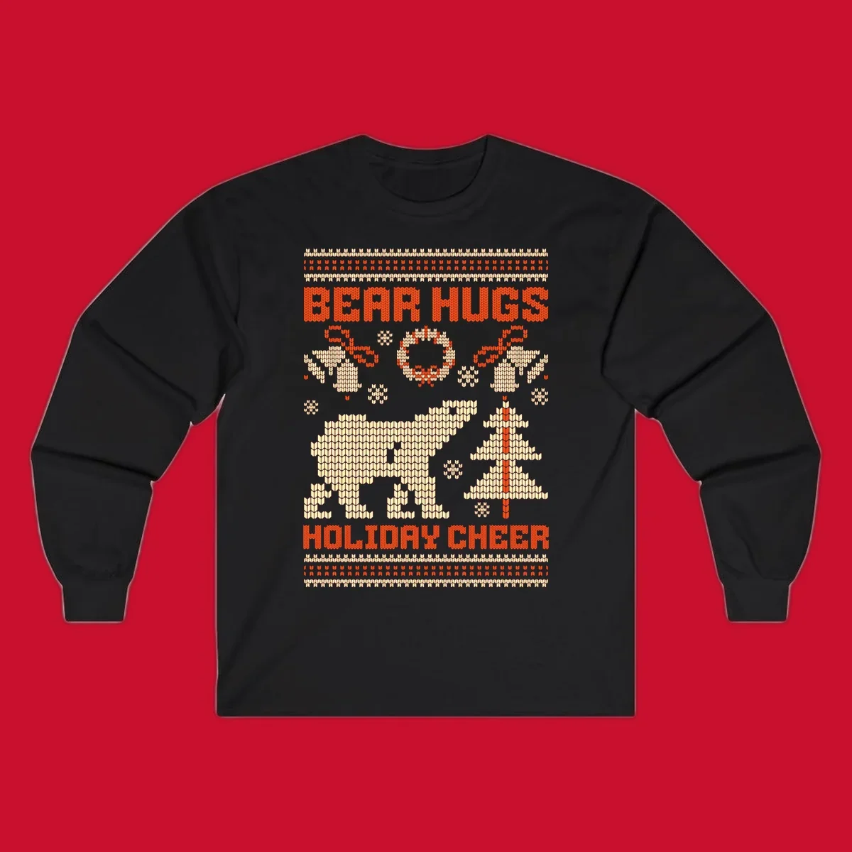 Bear hugs holiday cheer polar bear Christmas design.