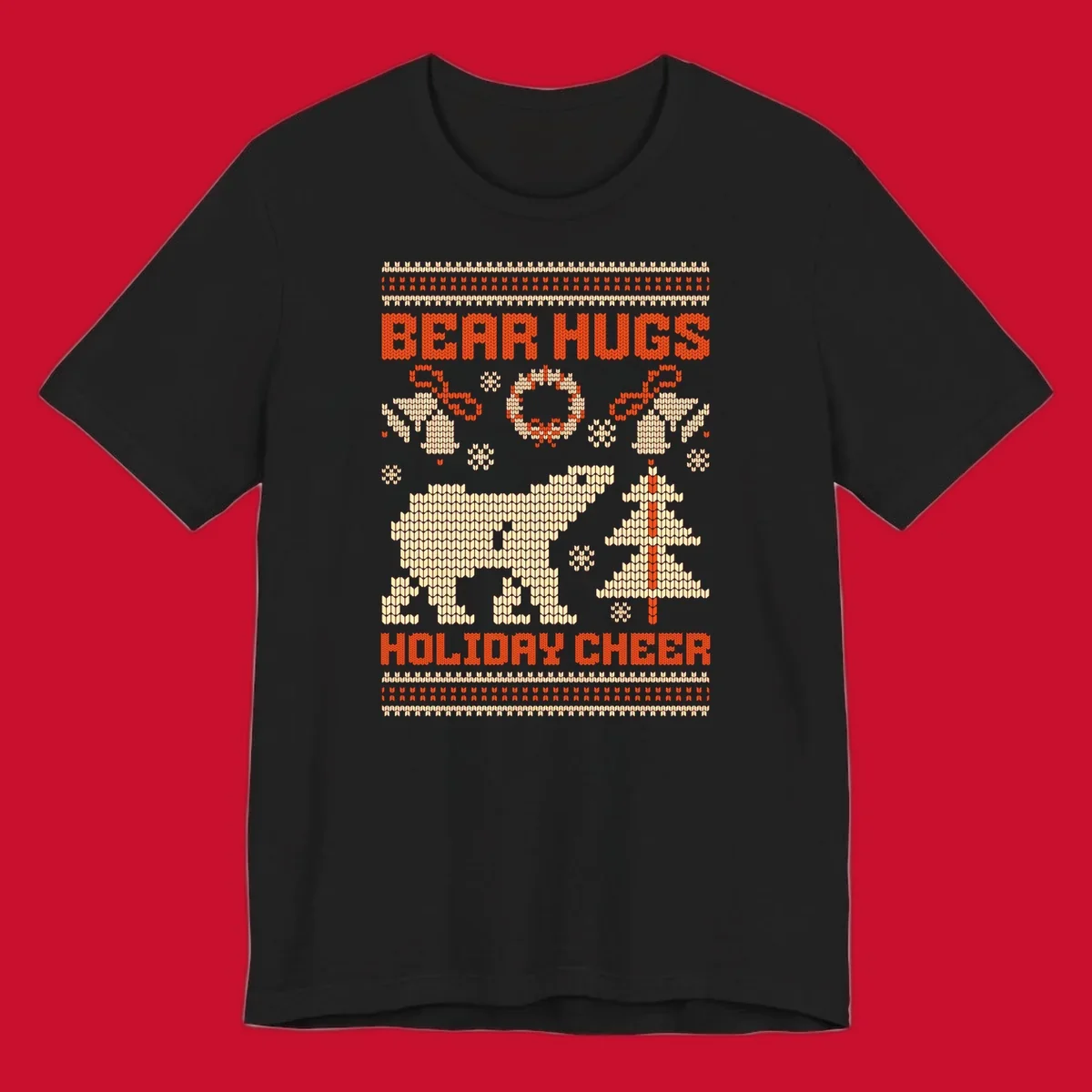 Bear hugs holiday cheer polar bear Christmas design.