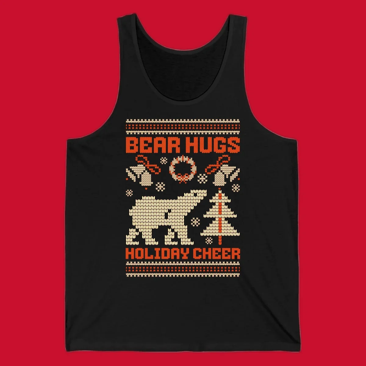 Bear hugs holiday cheer polar bear Christmas design.