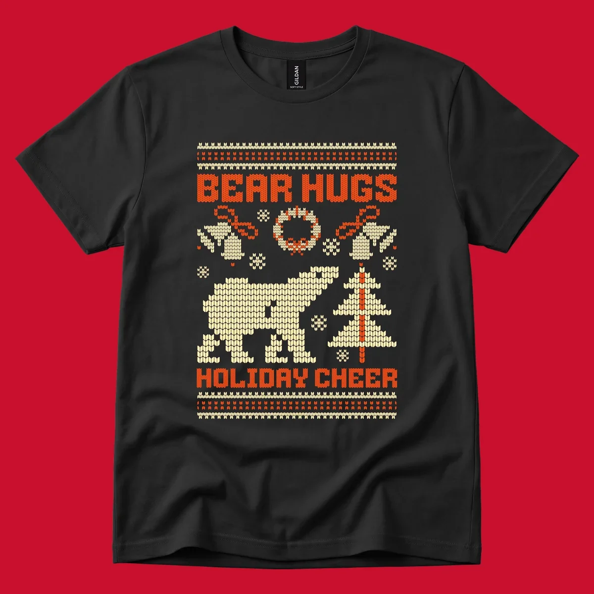 Bear hugs holiday cheer polar bear Christmas design.