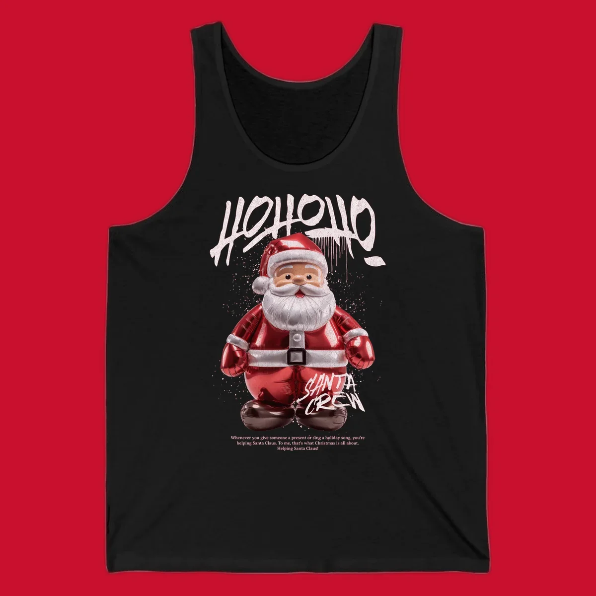 Hohoho Santa Crew Christmas graphic with graffiti text and inflatable Santa
