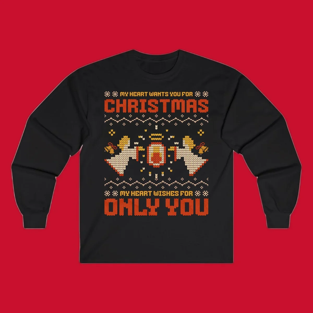 Christmas angel wish design with text and festive motifs.