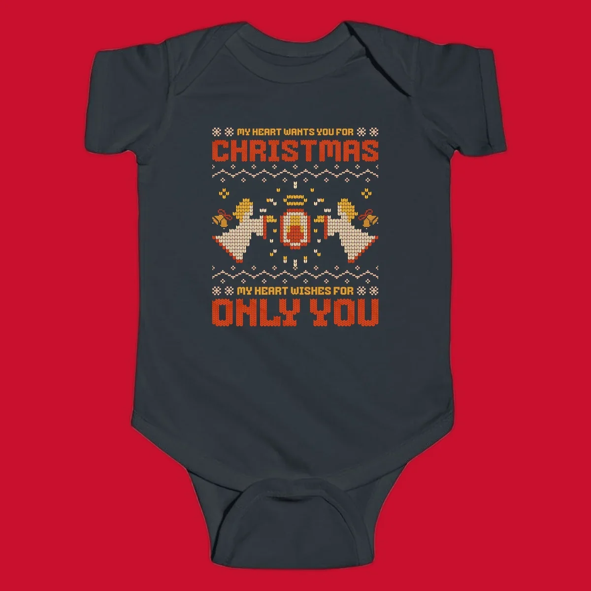 Christmas angel wish design with text and festive motifs.