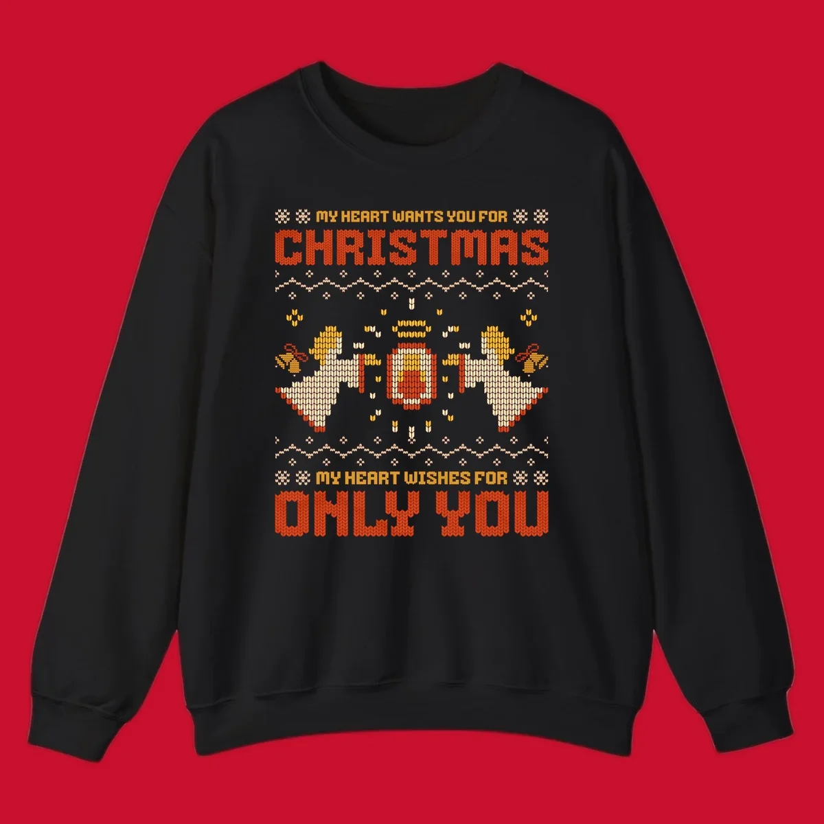 Christmas angel wish design with text and festive motifs.