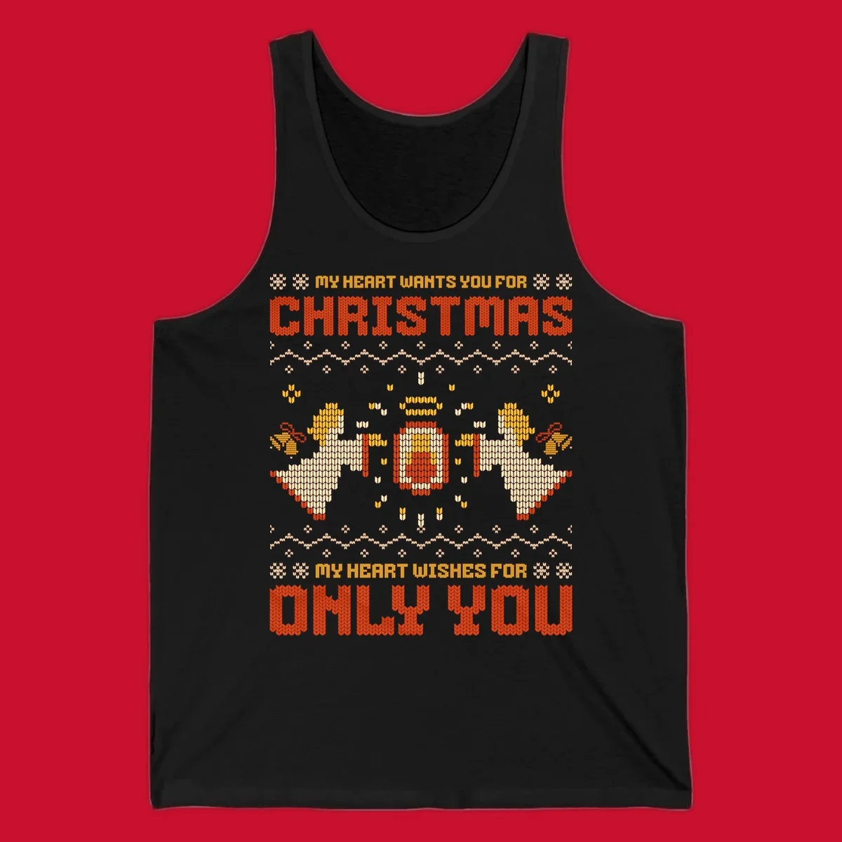 Christmas angel wish design with text and festive motifs.