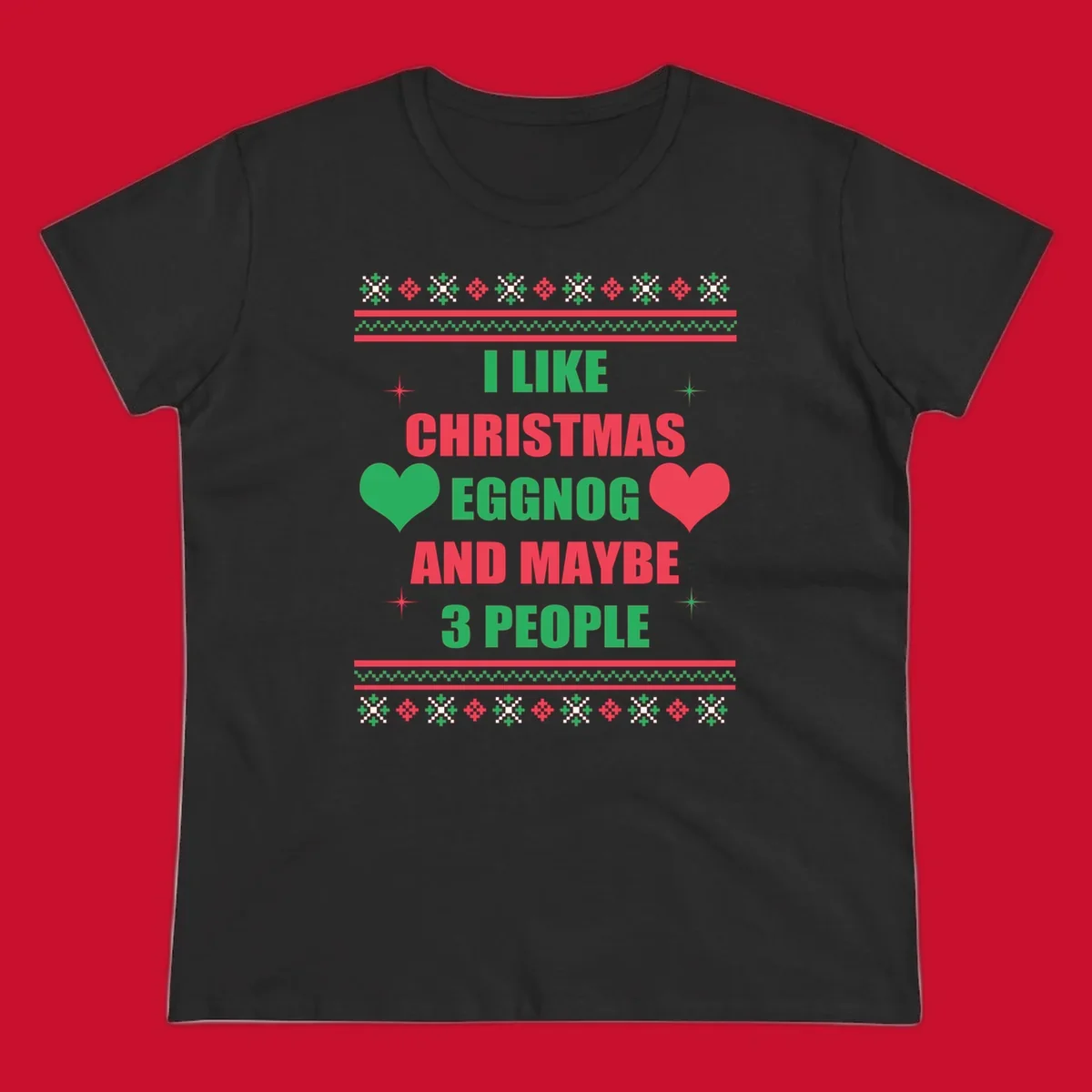 Christmas eggnog and maybe 3 people text design with hearts and festive border. Christmas-eggnog-people.
