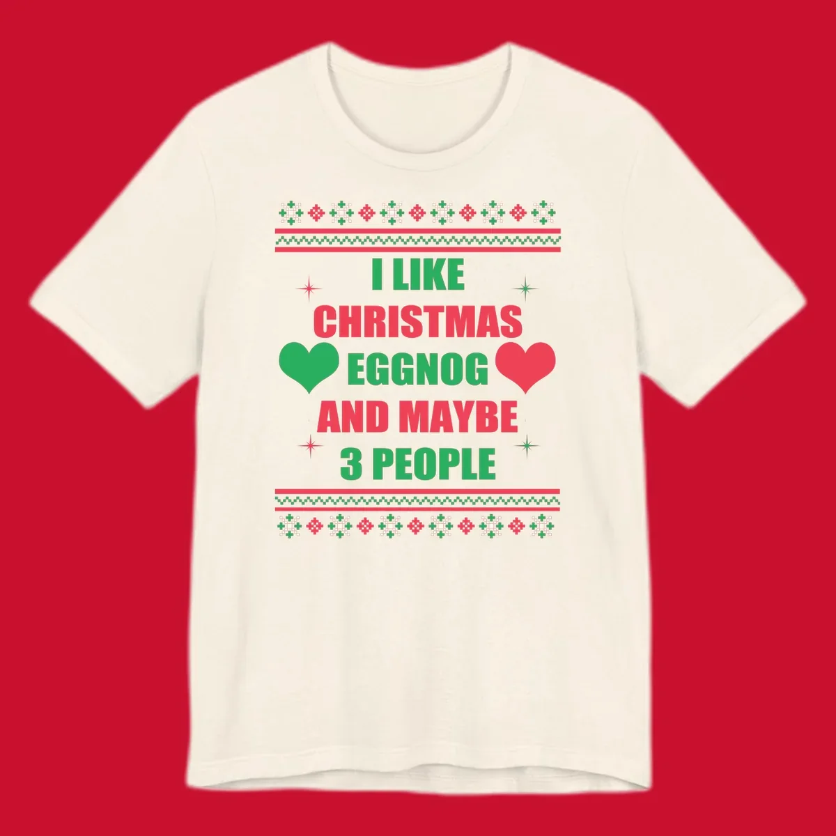 Christmas eggnog and maybe 3 people text design with hearts and festive border. Christmas-eggnog-people.
