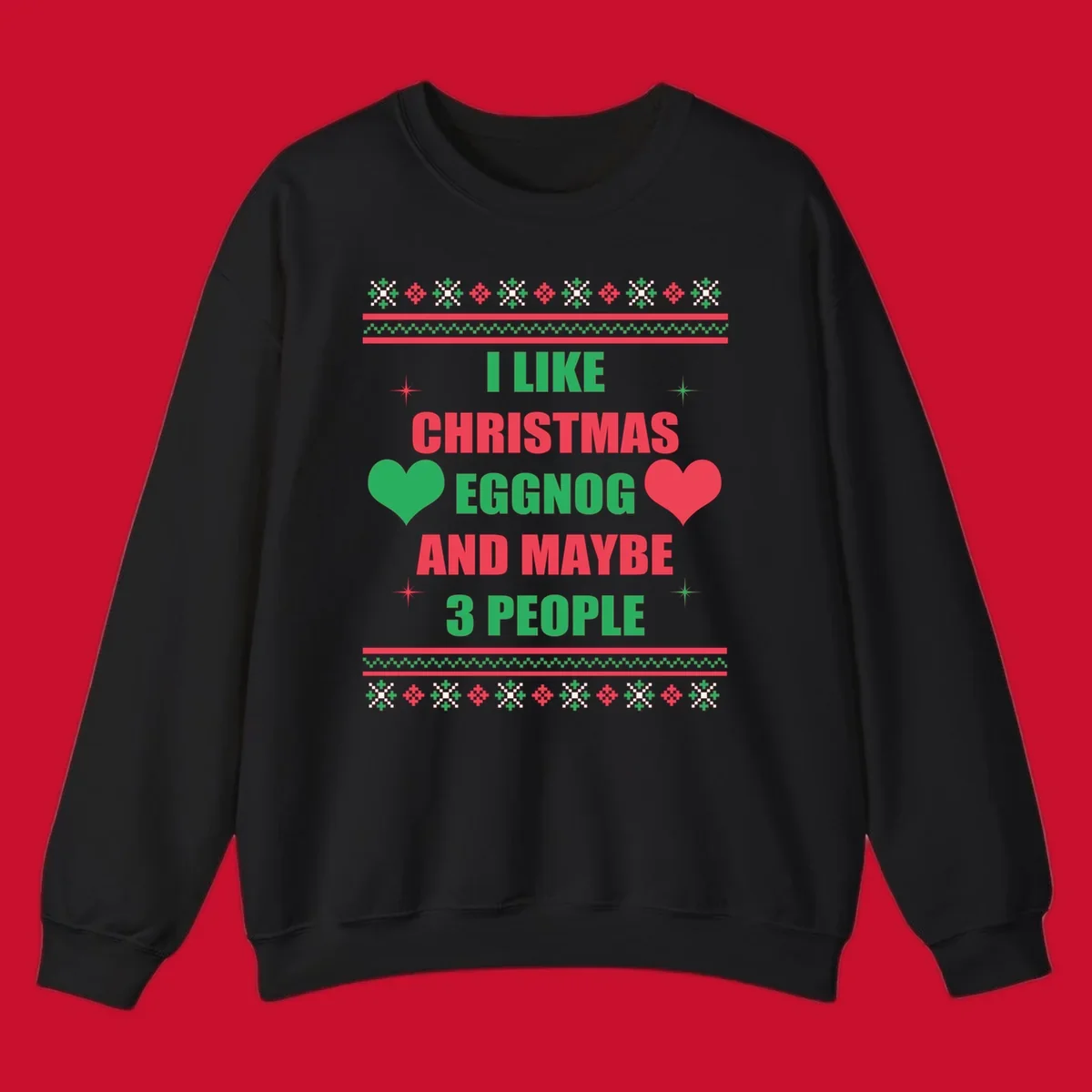 Christmas eggnog and maybe 3 people text design with hearts and festive border. Christmas-eggnog-people.