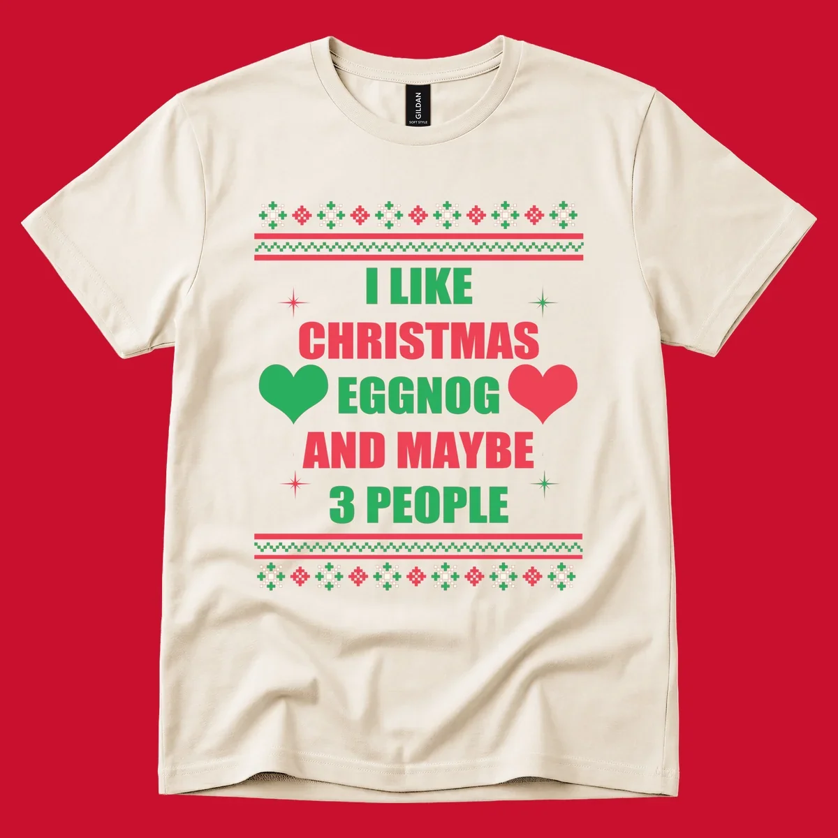 Christmas eggnog and maybe 3 people text design with hearts and festive border. Christmas-eggnog-people.