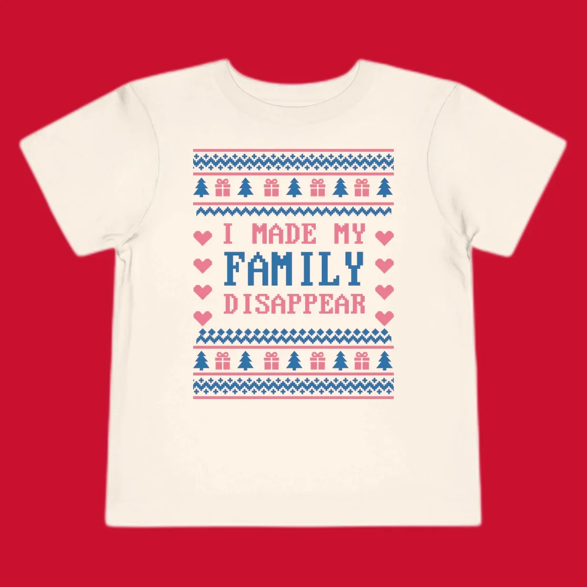 Family disappear ugly sweater text with christmas elements