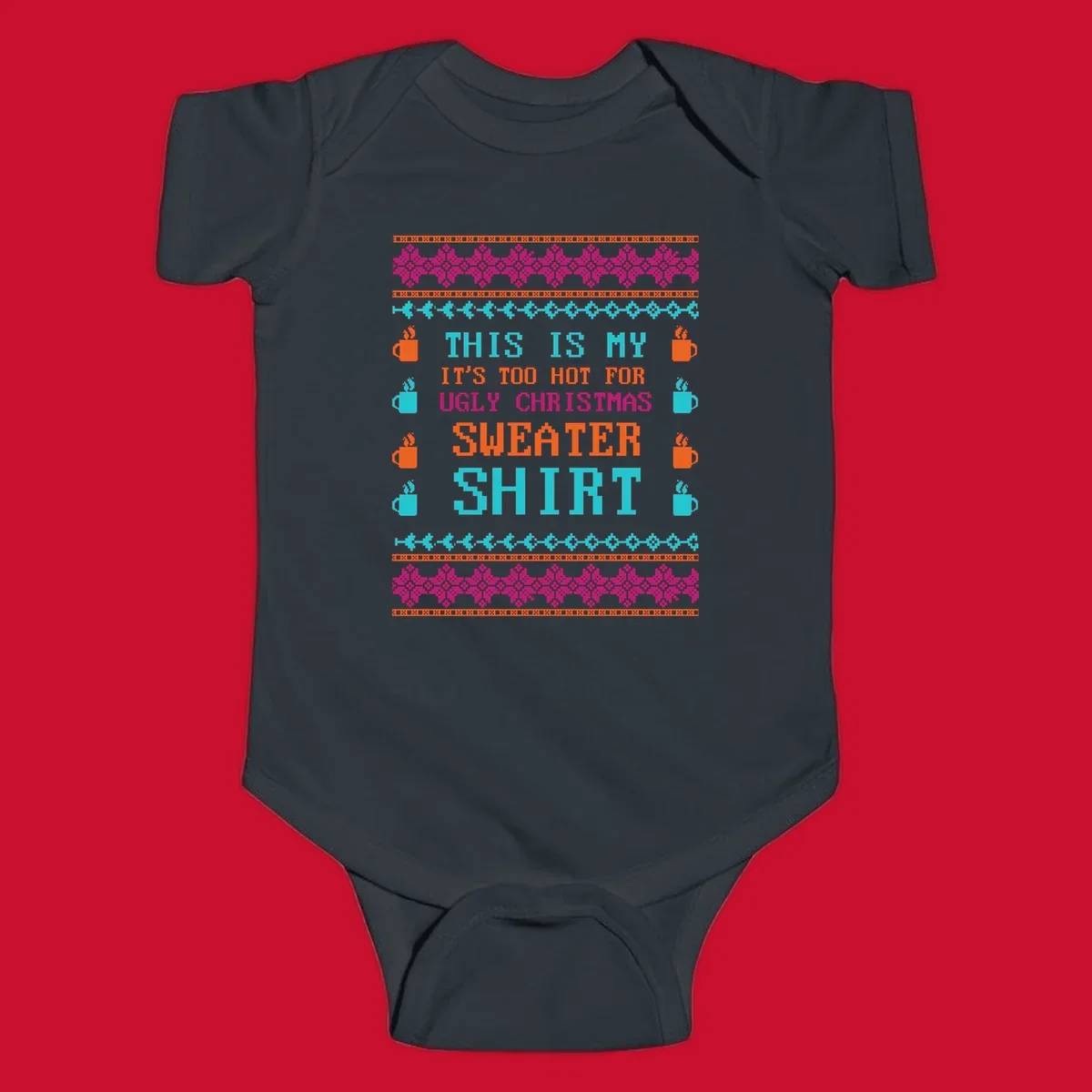 Ugly Christmas sweater shirt design with text 'This Is My Sweater Shirt' and pixelated graphics.
